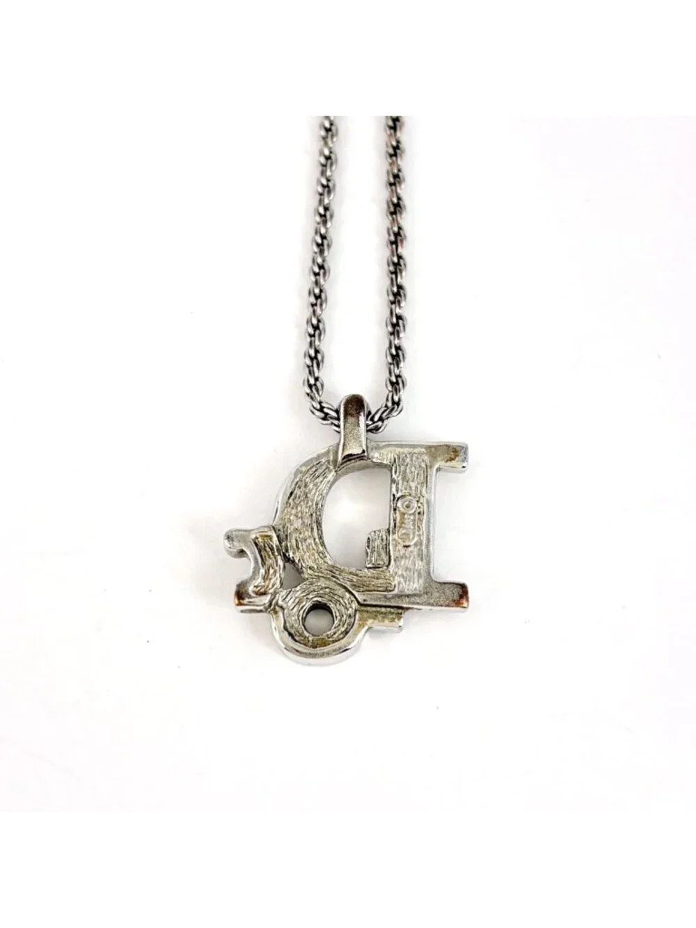 Dior Necklace Silver Plated Rhinestone